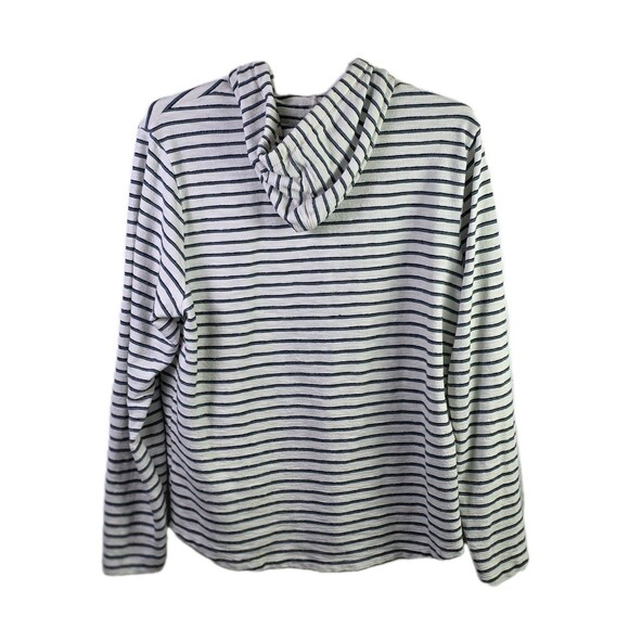 Marine Layer Men’s XL Ivory Blue Striped Long Sleeve Hoodie - Picture 5 of 9